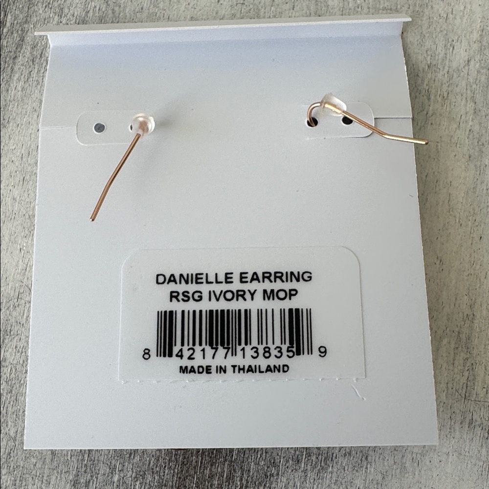 Kendra Scott Danielle Rose Gold and Ivory Mother of Pearl Stone Earrings - Picture 4 of 8